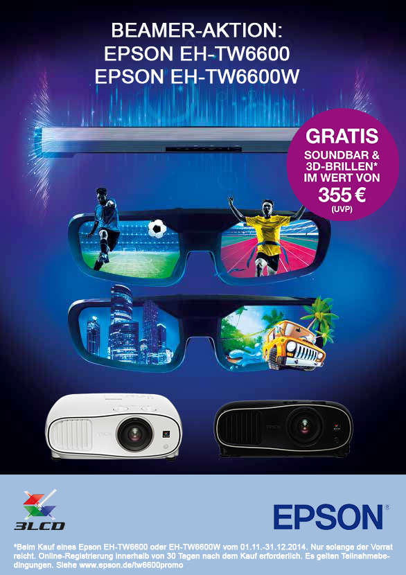 EPSON Heimkino Beamer Aktion EH-TW6600-W